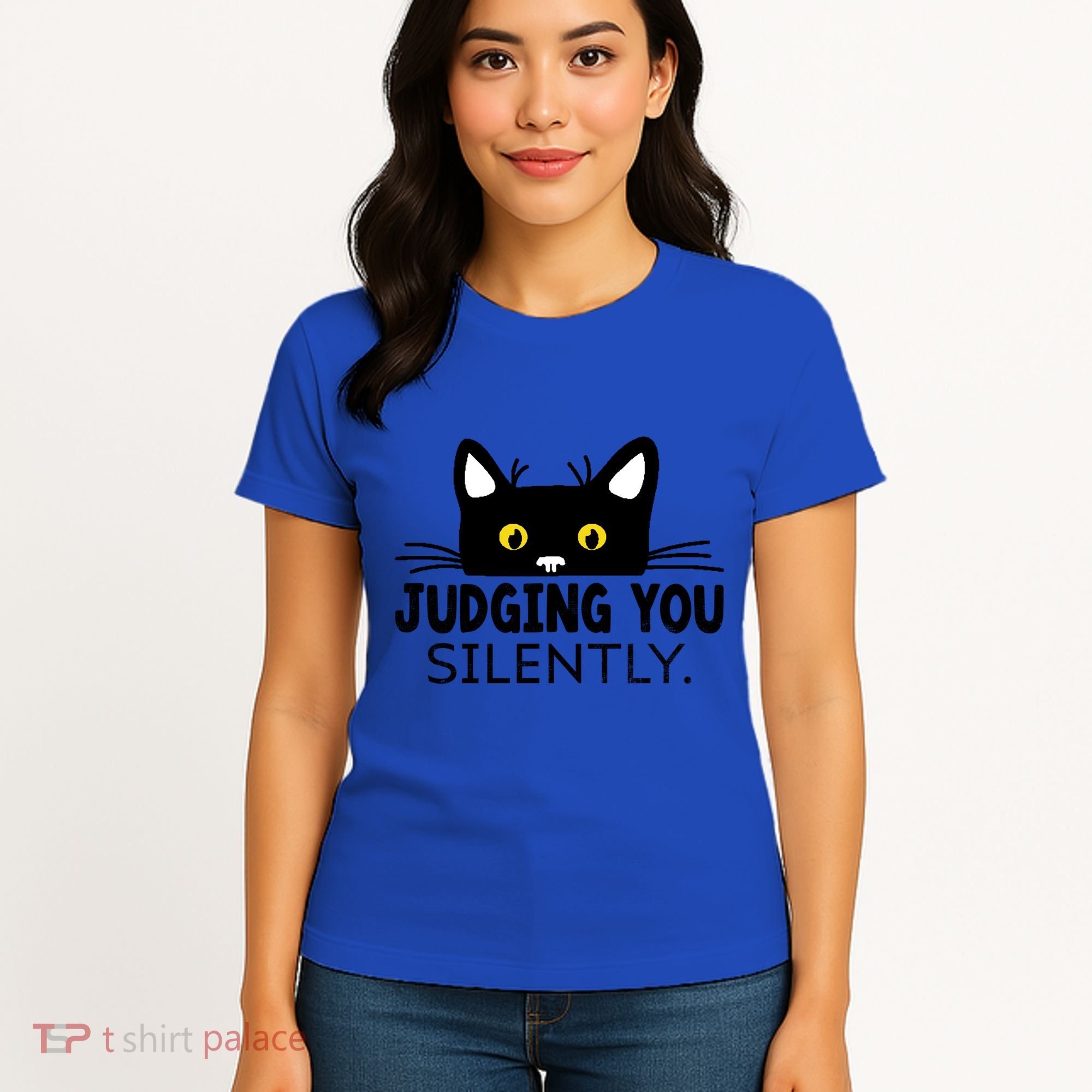 Funny Black Cat Judging You Silently Sarcastic Saying Cool Gift Women's T-Shirt