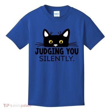 Funny Black Cat Judging You Silently Sarcastic Saying Cool Gift Kids T-Shirt