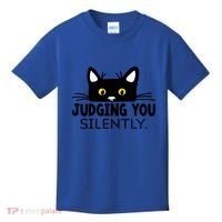 Funny Black Cat Judging You Silently Sarcastic Saying Cool Gift Kids T-Shirt thumb 0