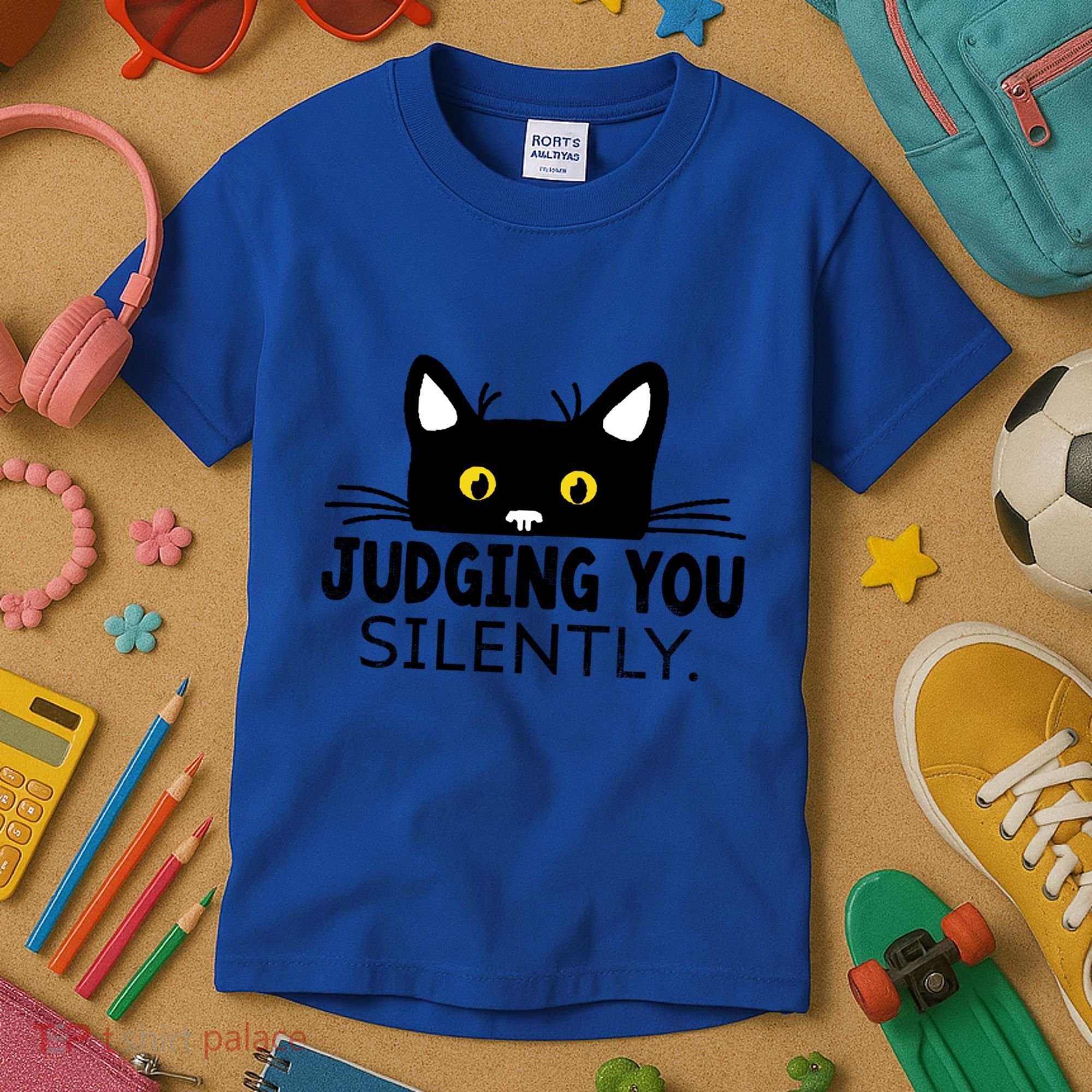 Funny Black Cat Judging You Silently Sarcastic Saying Cool Gift Kids T-Shirt
