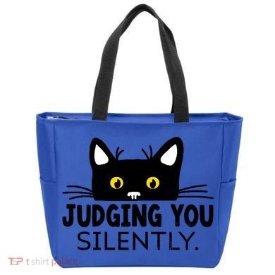 Funny Black Cat Judging You Silently Sarcastic Saying Cool Gift Tote Bag