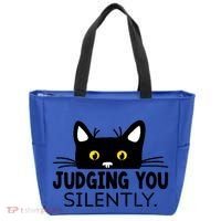 Funny Black Cat Judging You Silently Sarcastic Saying Cool Gift Tote Bag thumb 0