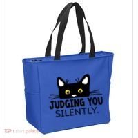 Funny Black Cat Judging You Silently Sarcastic Saying Cool Gift Tote Bag thumb 2