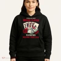 Funny Bridge Card Game Rose Behind Every Great Bridge Player Hoodie thumb 5