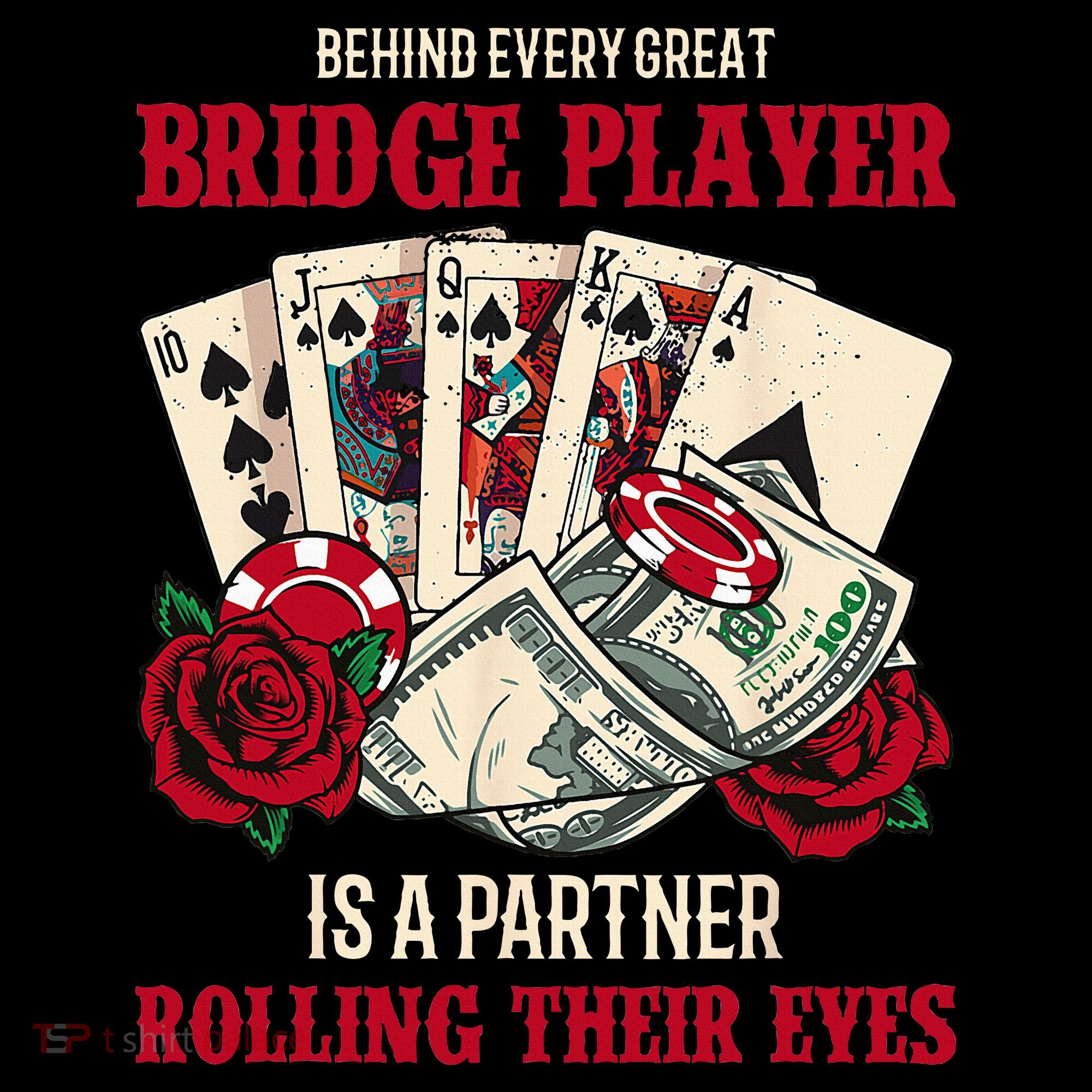 Funny Bridge Card Game Rose Behind Every Great Bridge Player Women's Hoodie