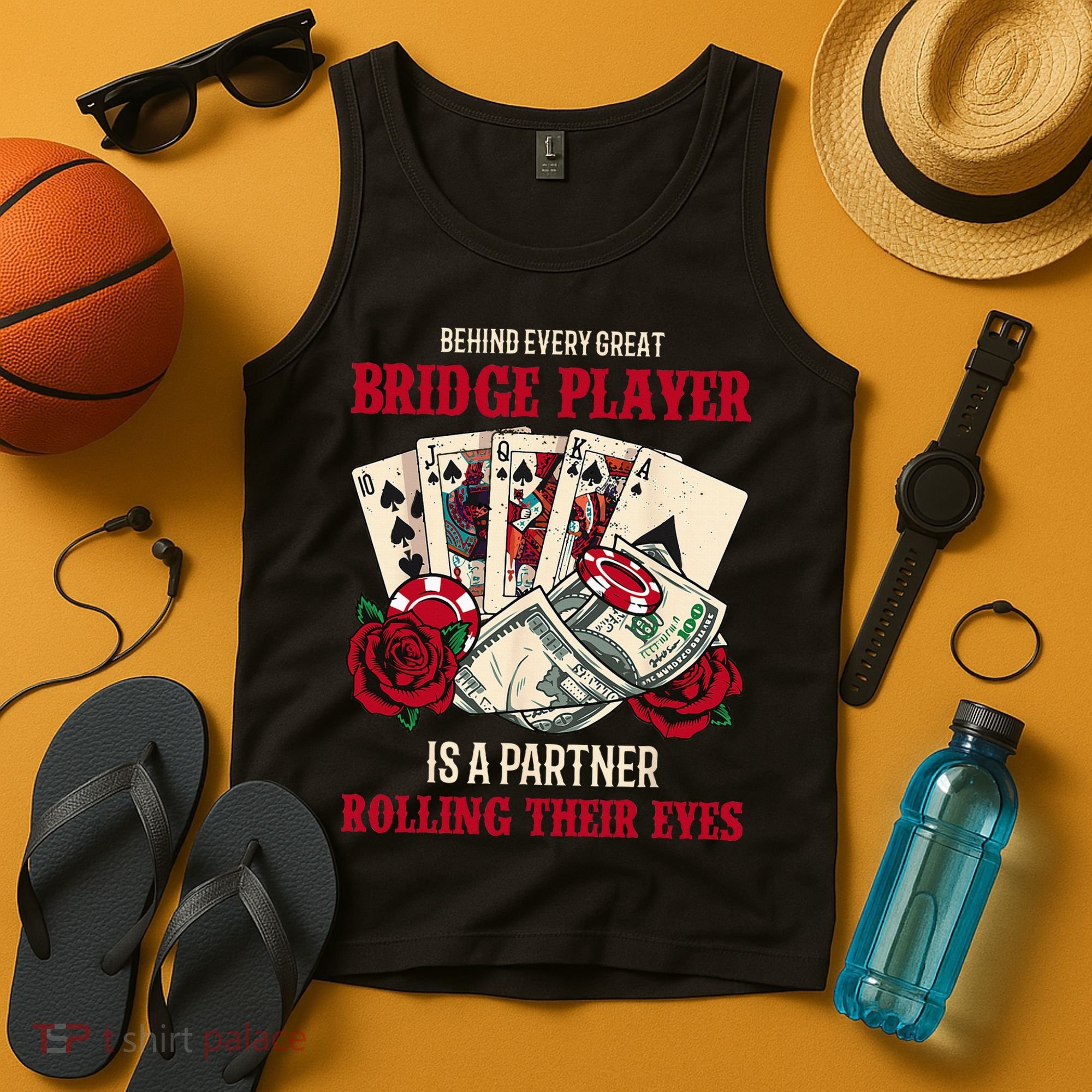 Funny Bridge Card Game Rose Behind Every Great Bridge Player Tank Top