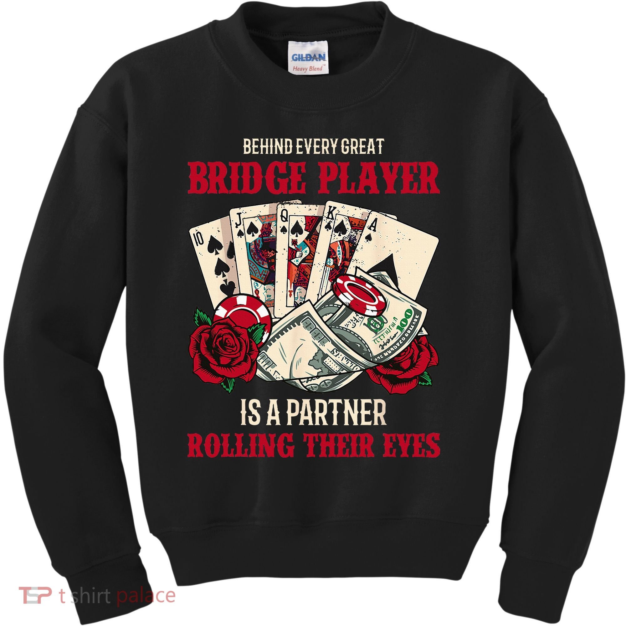 Funny Bridge Card Game Rose Behind Every Great Bridge Player Kids Sweatshirt