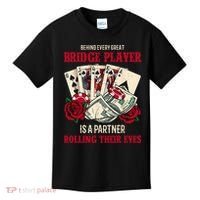 Funny Bridge Card Game Rose Behind Every Great Bridge Player Kids T-Shirt thumb 0