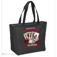 Funny Bridge Card Game Rose Behind Every Great Bridge Player Tote Bag thumb 2