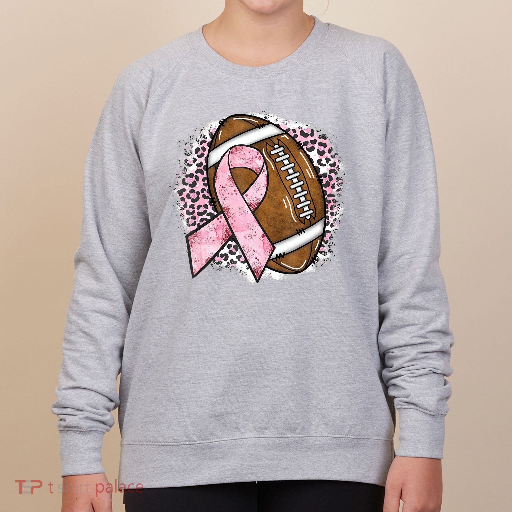 Football Breast Cancer Awareness Pink Ribbon Leopard Women's Sweatshirt