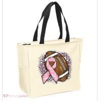 Football Breast Cancer Awareness Pink Ribbon Leopard Tote Bag thumb 2