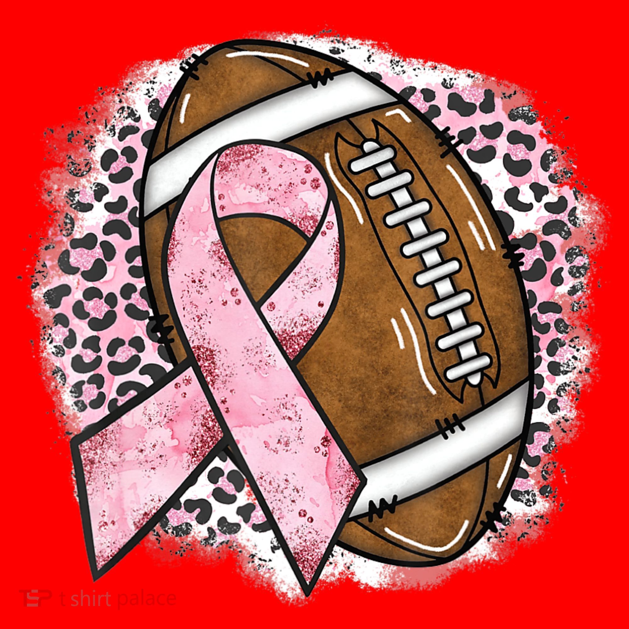 Football Breast Cancer Awareness Pink Ribbon Leopard Santa Hat