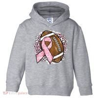 Football Breast Cancer Awareness Pink Ribbon Leopard Toddler Hoodie thumb 0