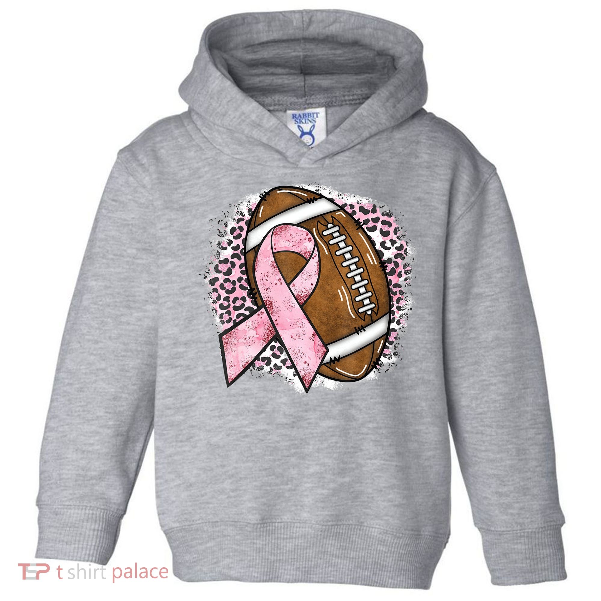Football Breast Cancer Awareness Pink Ribbon Leopard Toddler Hoodie