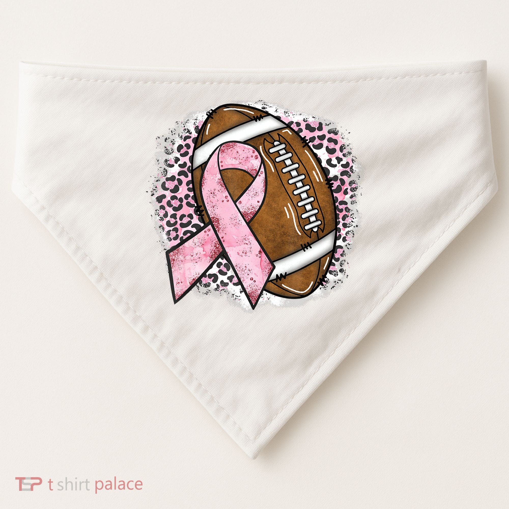Football Breast Cancer Awareness Pink Ribbon Leopard USA-Made Doggie Bandana