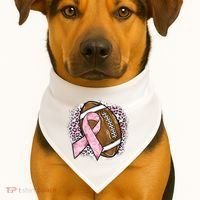 Football Breast Cancer Awareness Pink Ribbon Leopard USA-Made Doggie Bandana thumb 1