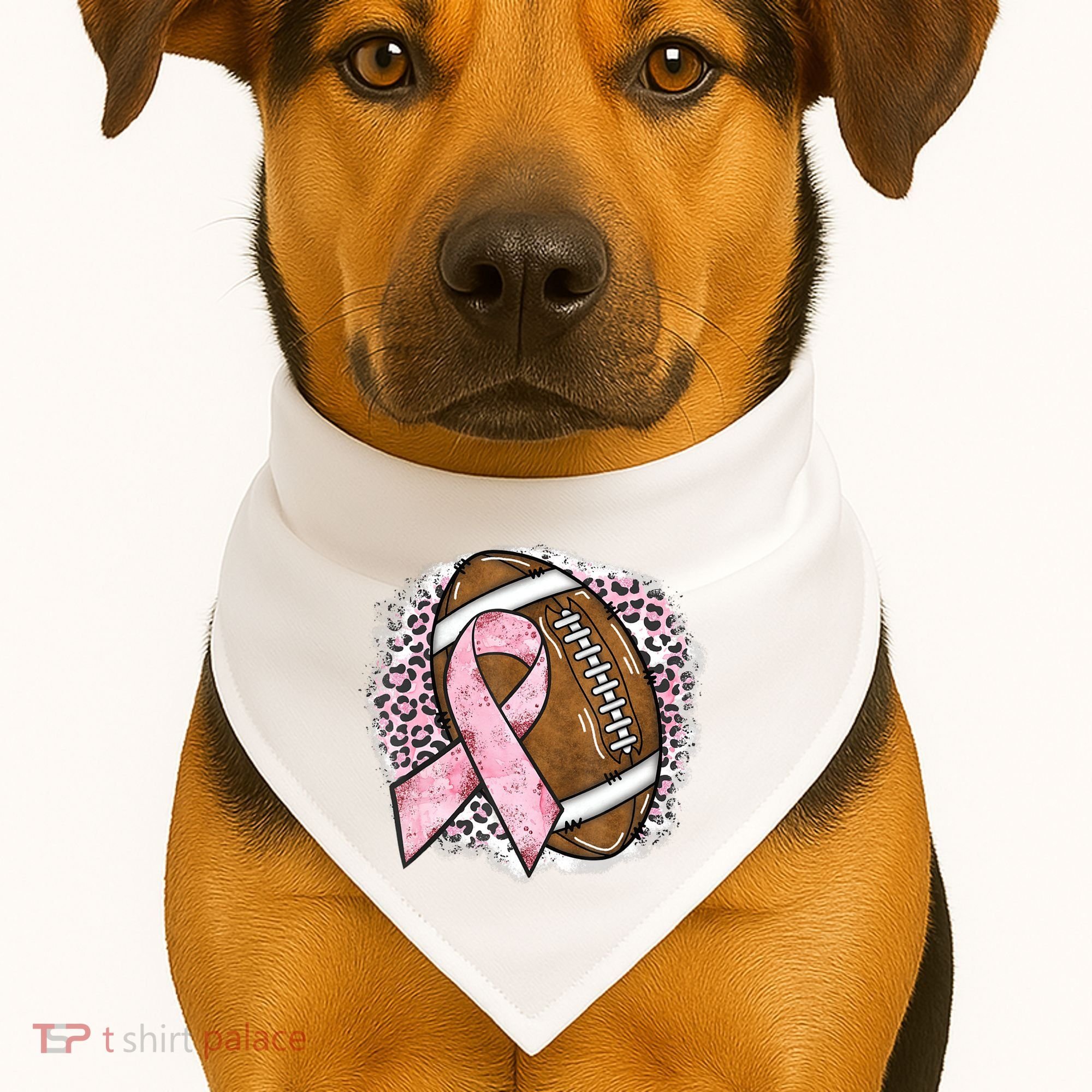 Football Breast Cancer Awareness Pink Ribbon Leopard USA-Made Doggie Bandana