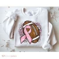 Football Breast Cancer Awareness Pink Ribbon Leopard Sweatshirt thumb 2