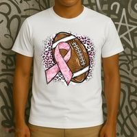 Football Breast Cancer Awareness Pink Ribbon Leopard T-Shirt thumb 3