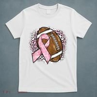 Football Breast Cancer Awareness Pink Ribbon Leopard T-Shirt thumb 5