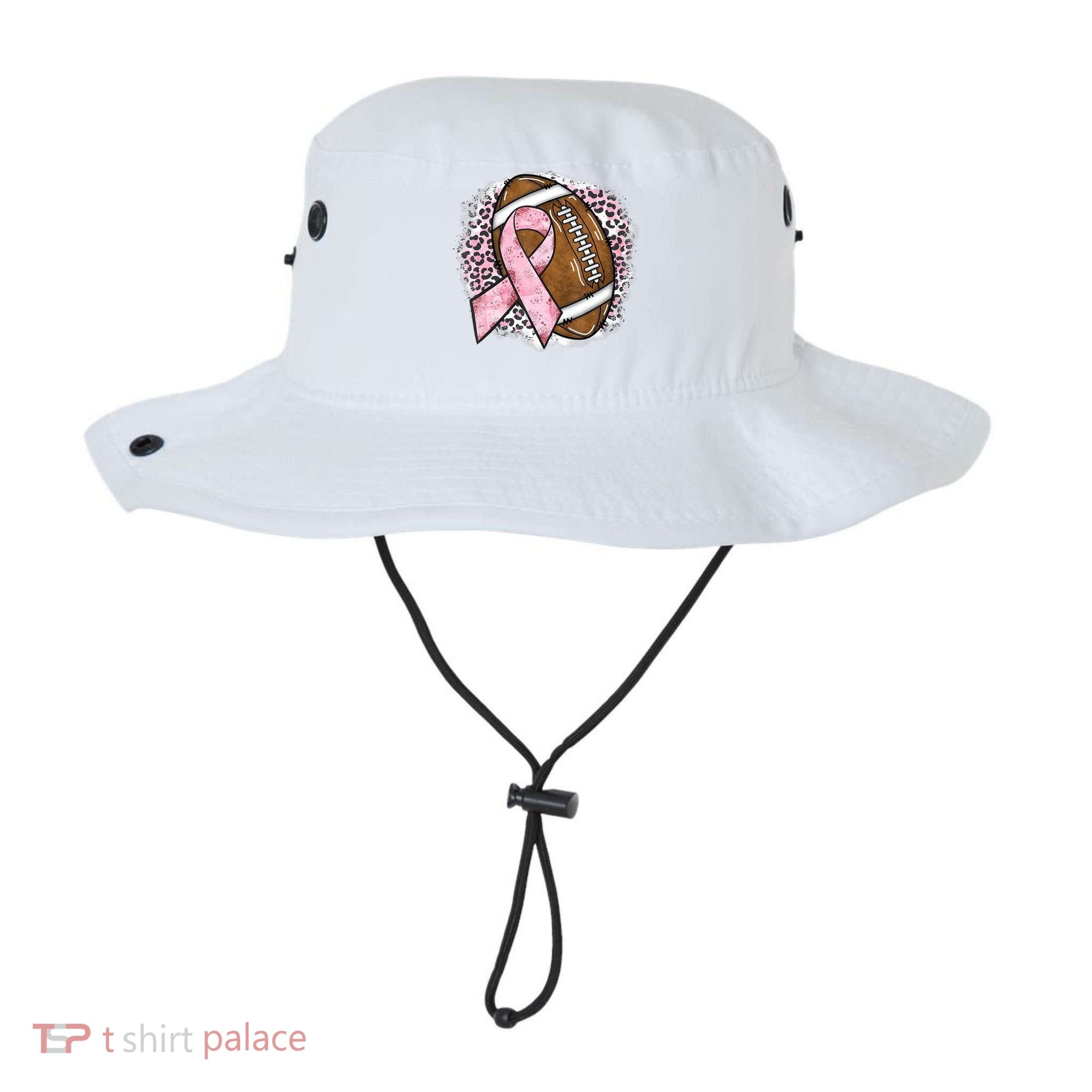 Football Breast Cancer Awareness Pink Ribbon Leopard Bucket Hat
