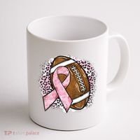 Football Breast Cancer Awareness Pink Ribbon Leopard Coffee Mug thumb 1