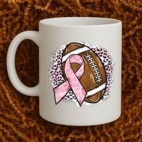 Football Breast Cancer Awareness Pink Ribbon Leopard Coffee Mug thumb 2