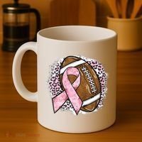 Football Breast Cancer Awareness Pink Ribbon Leopard Coffee Mug thumb 4