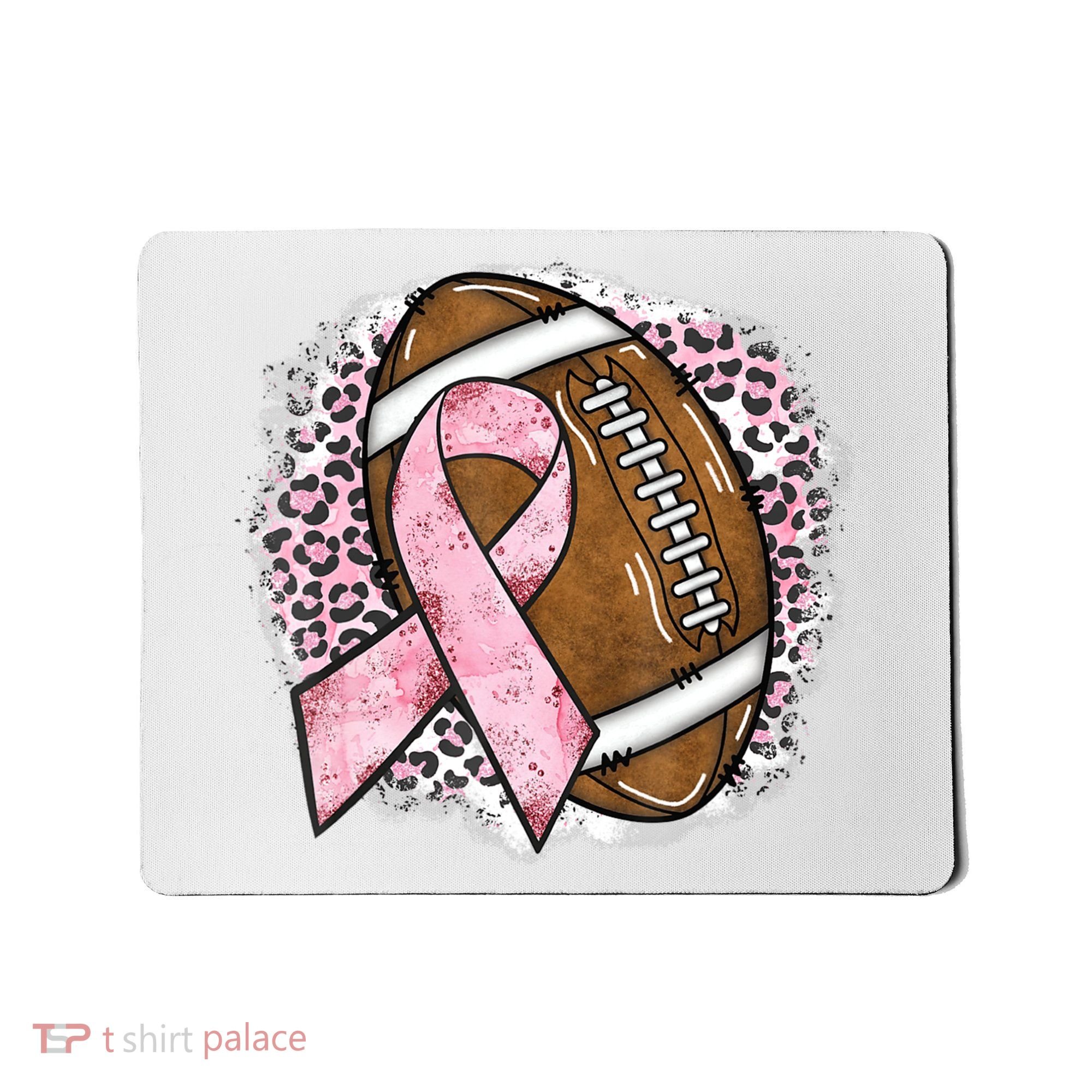 Football Breast Cancer Awareness Pink Ribbon Leopard Mousepad