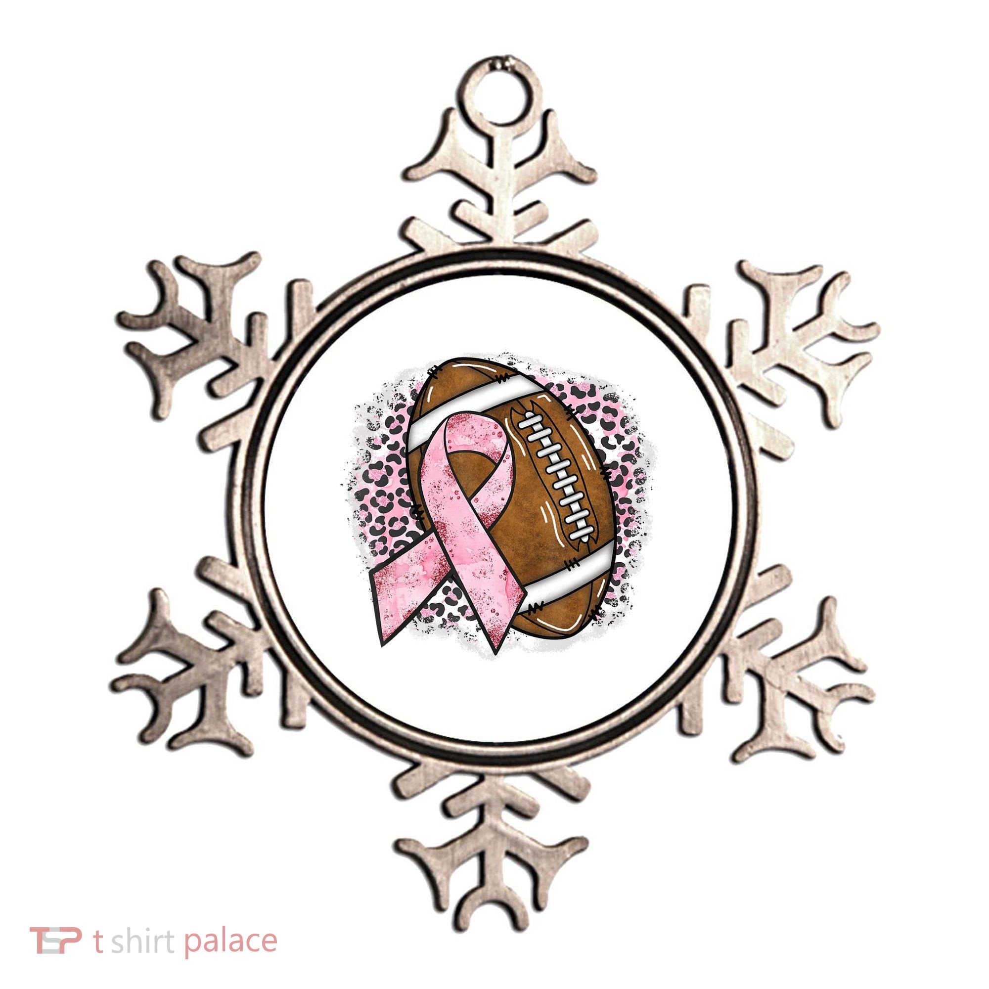 Football Breast Cancer Awareness Pink Ribbon Leopard Ornament