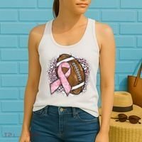 Football Breast Cancer Awareness Pink Ribbon Leopard Women's Tank Top thumb 2