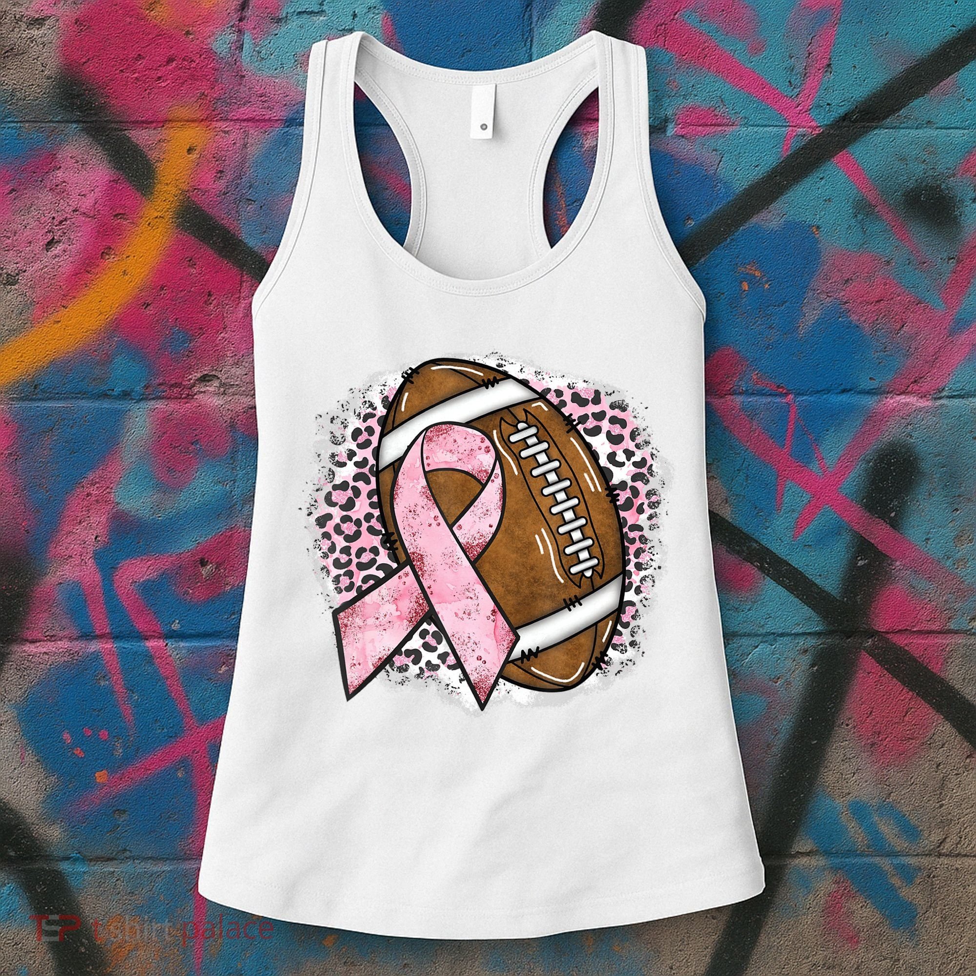 Football Breast Cancer Awareness Pink Ribbon Leopard Women's Tank Top