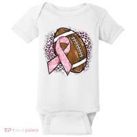 Football Breast Cancer Awareness Pink Ribbon Leopard Baby Bodysuit thumb 0