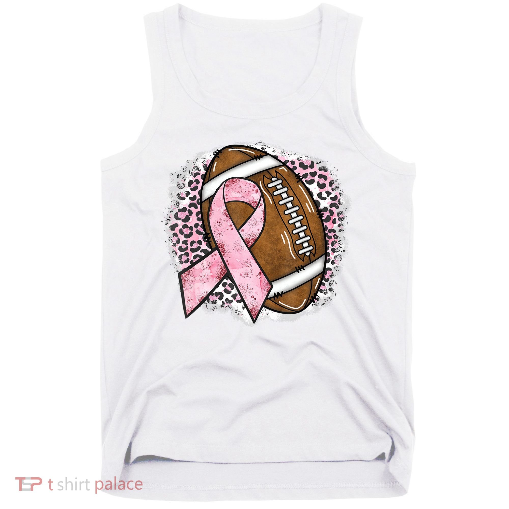 Football Breast Cancer Awareness Pink Ribbon Leopard Tank Top