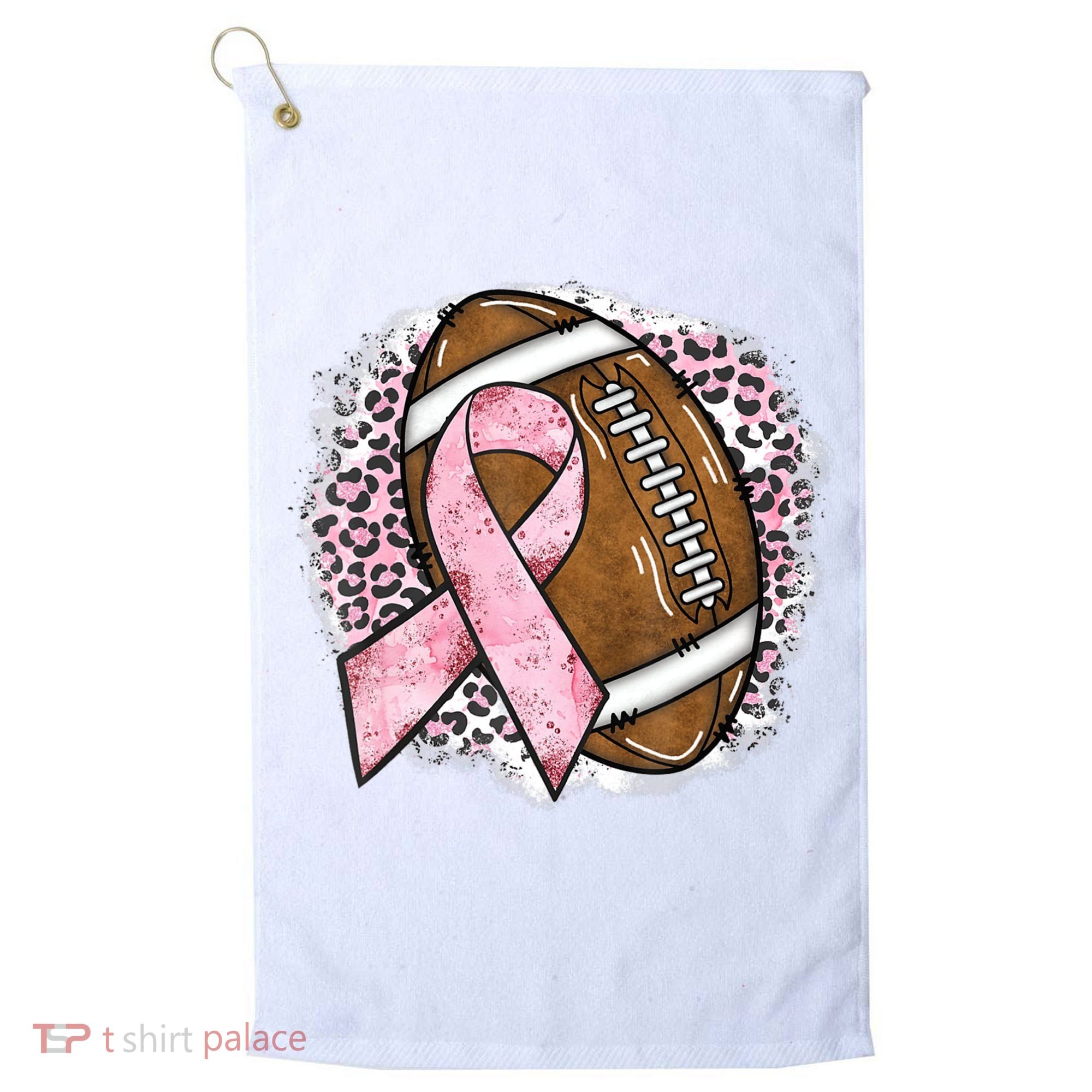 Football Breast Cancer Awareness Pink Ribbon Leopard Golf Towel