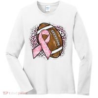 Football Breast Cancer Awareness Pink Ribbon Leopard Women's Long Sleeve Shirt thumb 0