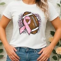 Football Breast Cancer Awareness Pink Ribbon Leopard Women's T-Shirt thumb 2