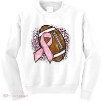 Football Breast Cancer Awareness Pink Ribbon Leopard Kids Sweatshirt thumb 0