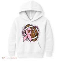Football Breast Cancer Awareness Pink Ribbon Leopard Kids Hoodie thumb 0