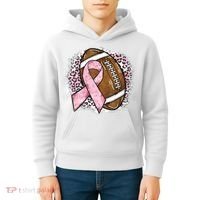 Football Breast Cancer Awareness Pink Ribbon Leopard Kids Hoodie thumb 4