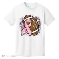 Football Breast Cancer Awareness Pink Ribbon Leopard Kids T-Shirt thumb 0