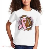Football Breast Cancer Awareness Pink Ribbon Leopard Kids T-Shirt thumb 2