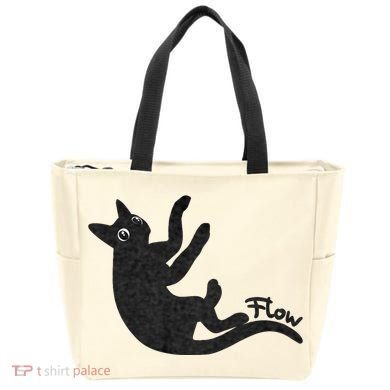 Flow Black Cat Tote Bag