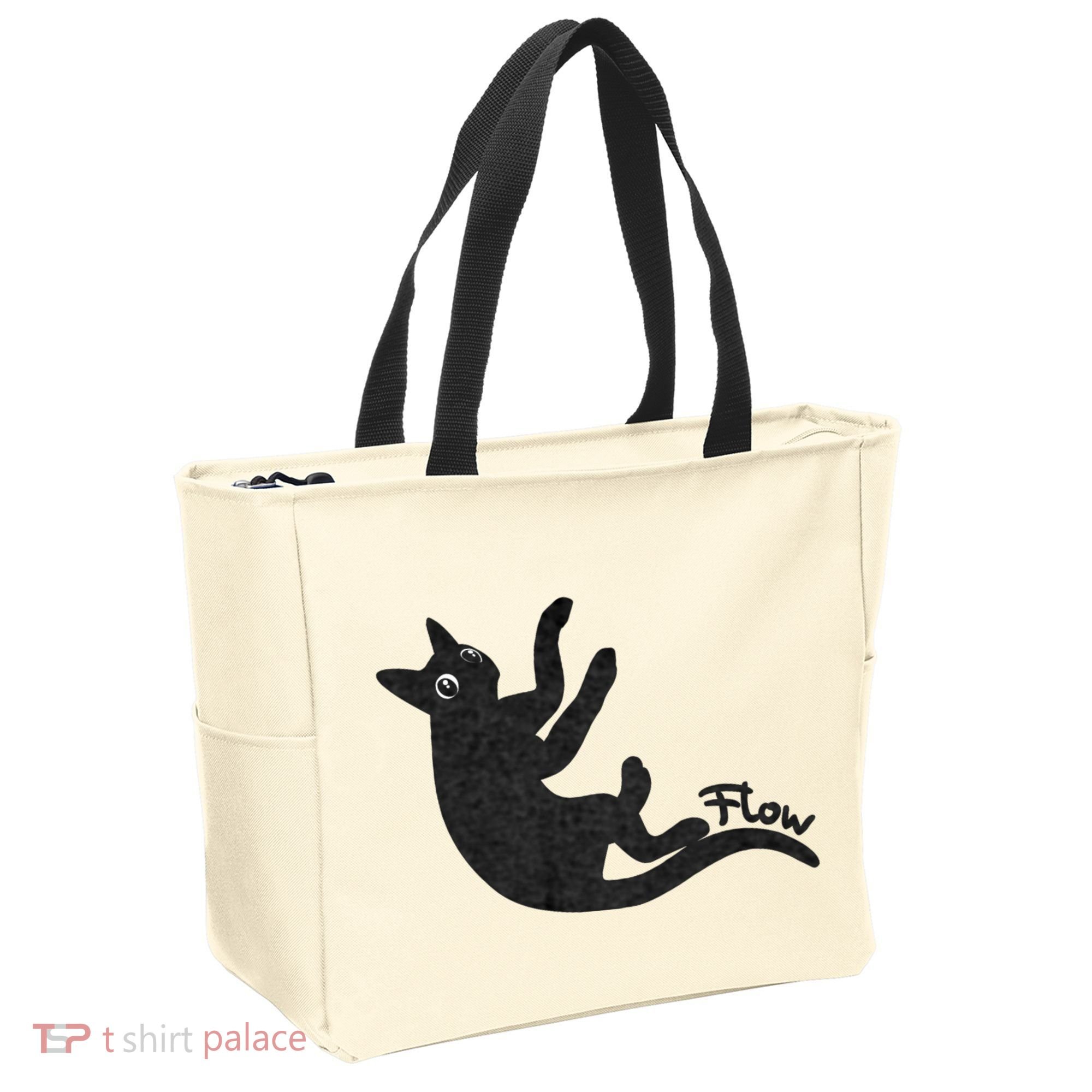 Flow Black Cat Tote Bag