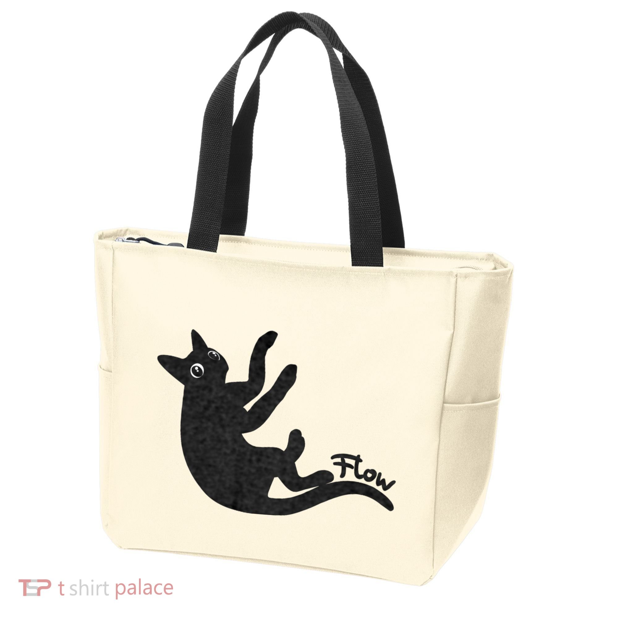 Flow Black Cat Tote Bag
