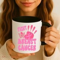 Fight Breast Cancer Handprint Ribbon Coffee Mug thumb 3