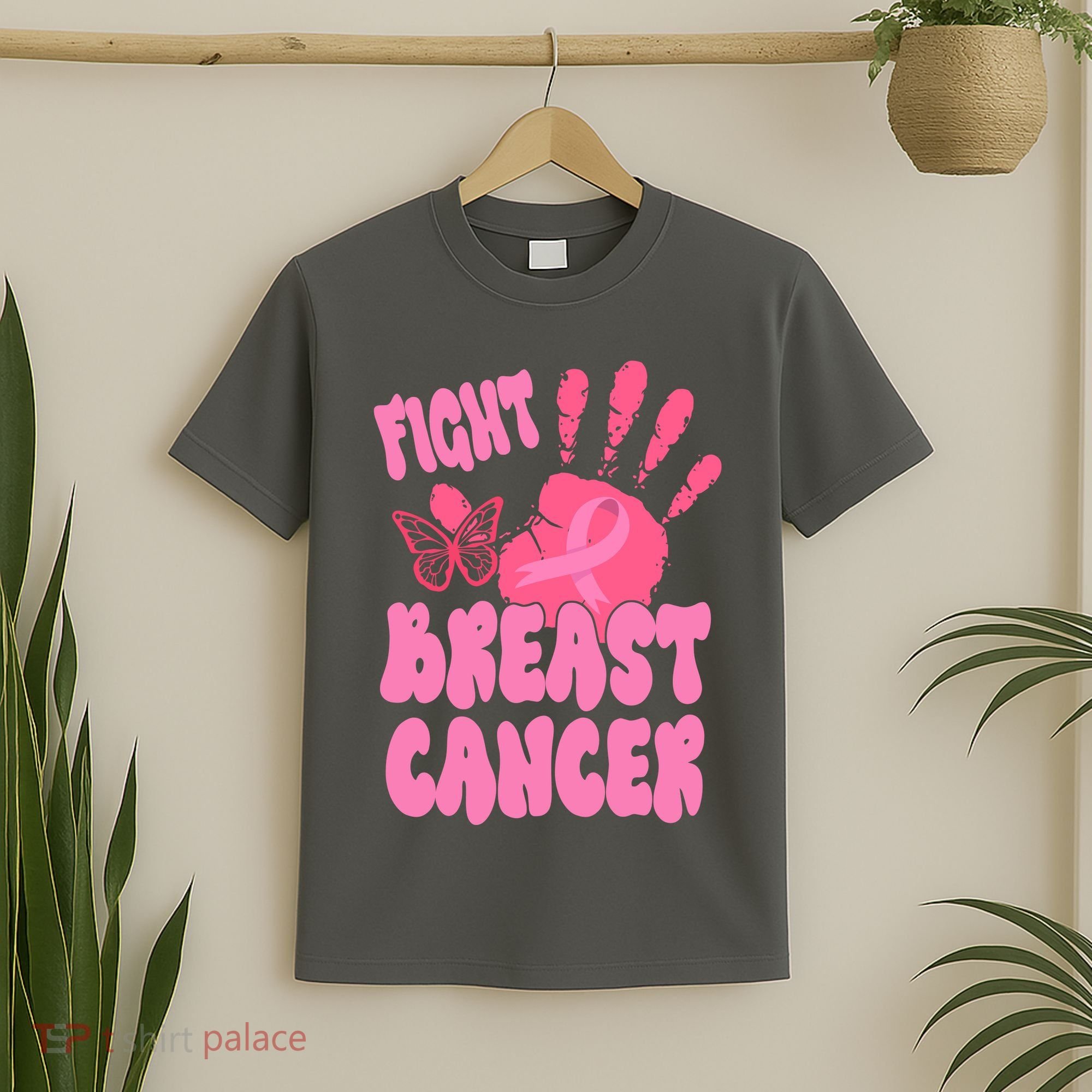 Fight Breast Cancer Handprint Ribbon T-Shirt