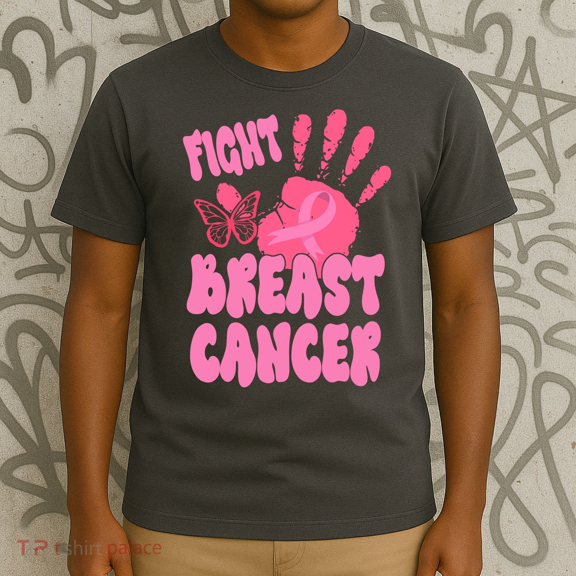 Fight Breast Cancer Handprint Ribbon T-Shirt