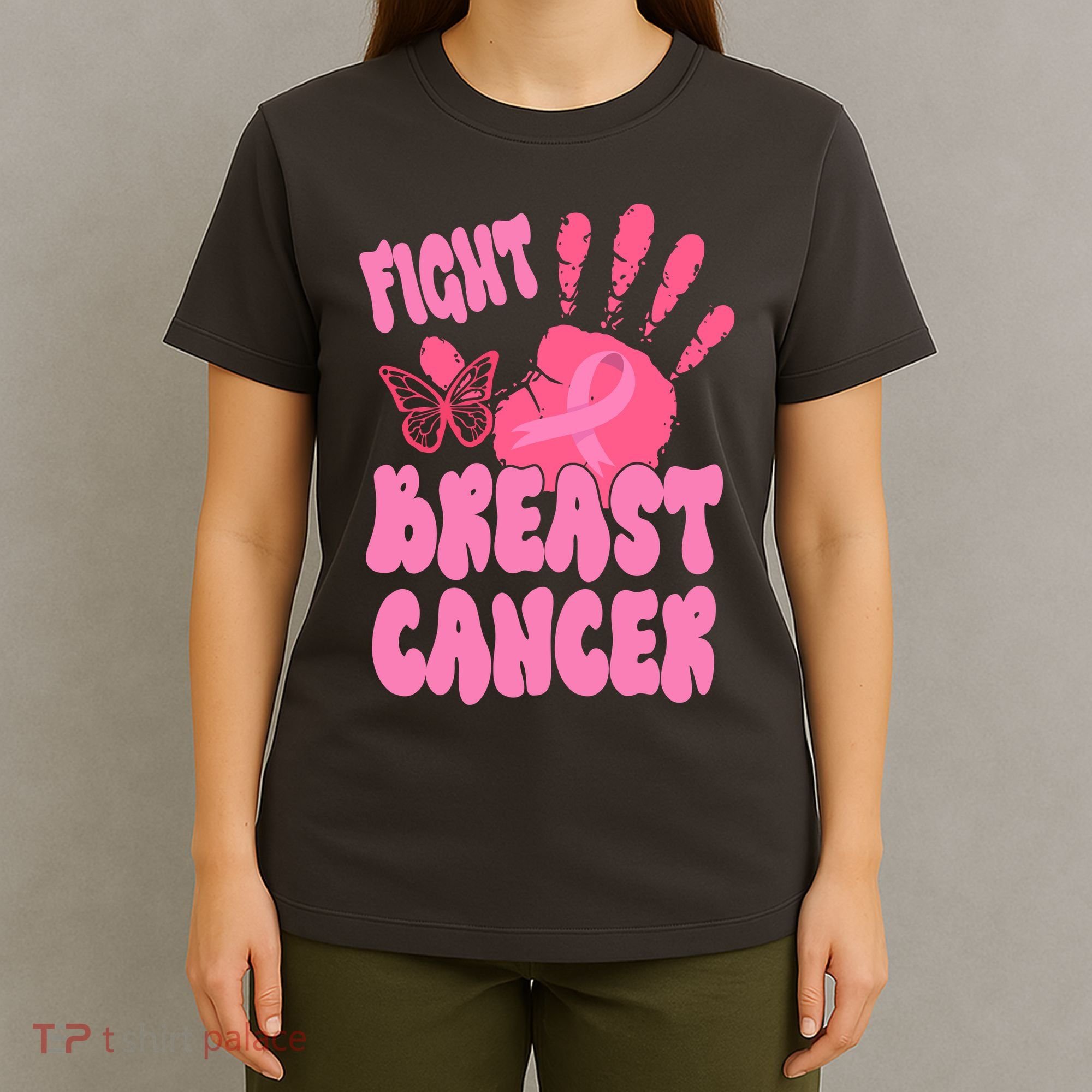 Fight Breast Cancer Handprint Ribbon T-Shirt