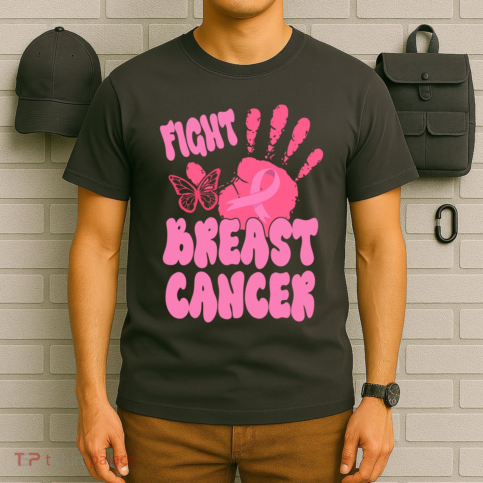 Fight Breast Cancer Handprint Ribbon T-Shirt